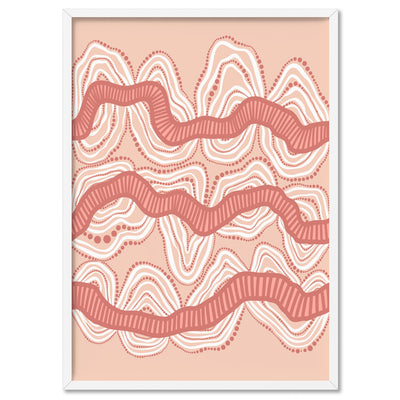 Shape of Country Mountains | Blush - Art Print by Leah Cummins, Poster, Stretched Canvas, or Framed Wall Art Print, shown in a white frame