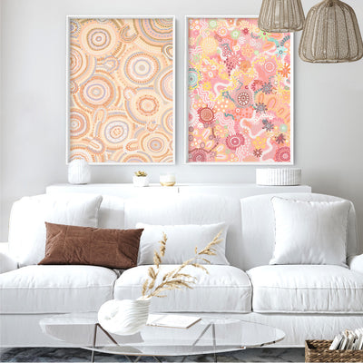 Country in Colour Pastels I - Art Print by Leah Cummins, Poster, Stretched Canvas or Framed Wall Art, shown framed in a home interior space
