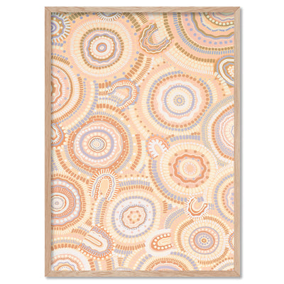 Gathering Bora Rings Pastel II - Art Print by Leah Cummins, Poster, Stretched Canvas, or Framed Wall Art Print, shown in a natural timber frame