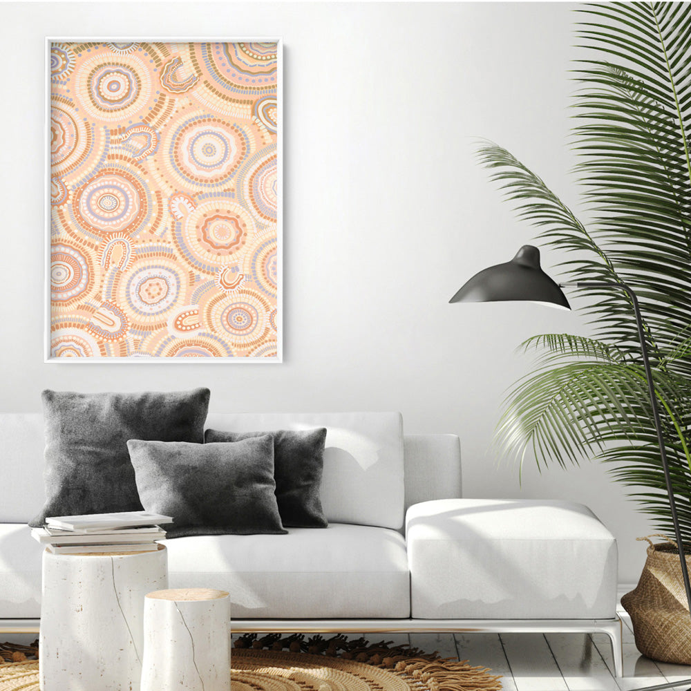 Gathering Bora Rings Pastel II - Art Print by Leah Cummins, Poster, Stretched Canvas or Framed Wall Art Prints, shown framed in a room