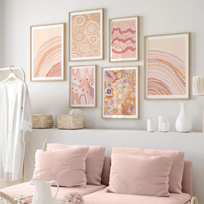 Gathering Bora Rings Pastel II - Art Print by Leah Cummins, Poster, Stretched Canvas or Framed Wall Art, shown framed in a home interior space