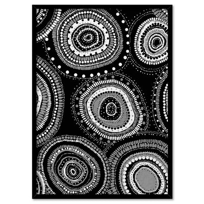Dancing Bora Rings I B&W - Art Print by Leah Cummins, Poster, Stretched Canvas, or Framed Wall Art Print, shown in a black frame