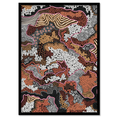 Canobie Dry Season Multicolour in Landscape - Art Print by Leah Cummins, Poster, Stretched Canvas, or Framed Wall Art Print, shown in a black frame