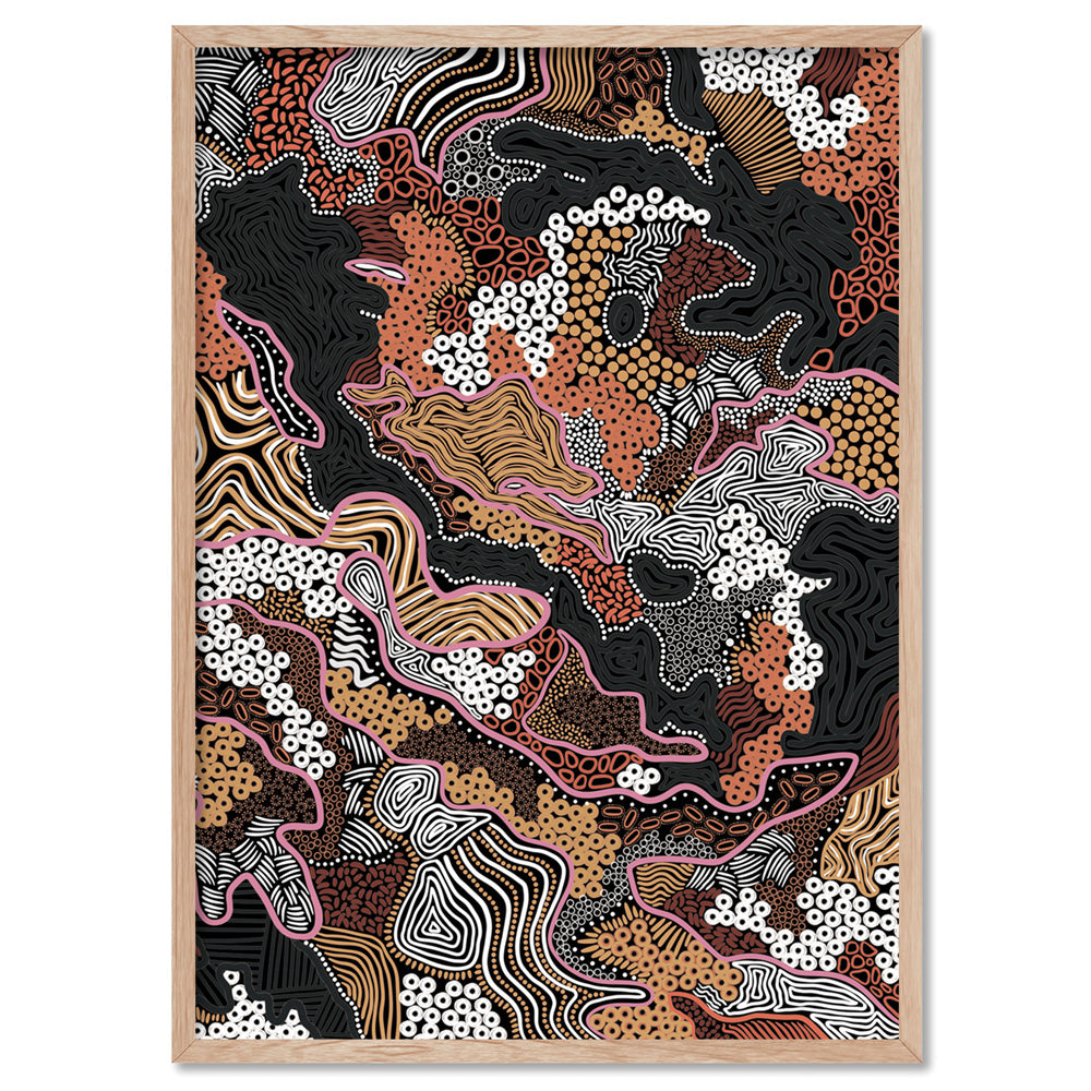 Canobie Dry Season Multicolour in Landscape - Art Print by Leah Cummins, Poster, Stretched Canvas, or Framed Wall Art Print, shown in a natural timber frame