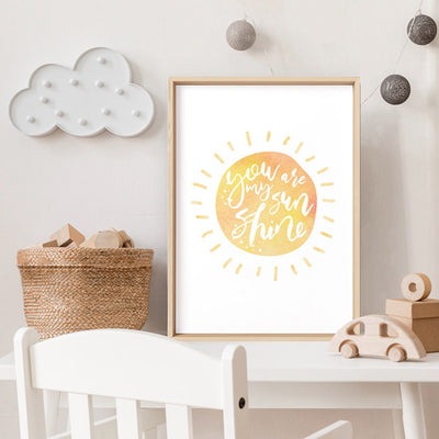 Pastel Bohemian Sun | You are my Sunshine - Art Print, Poster, Stretched Canvas or Framed Wall Art, shown framed in a room