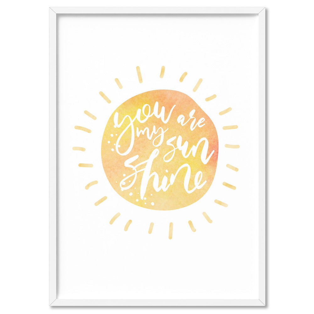 Pastel Bohemian Sun | You are my Sunshine - Art Print, Poster, Stretched Canvas, or Framed Wall Art Print, shown in a white frame