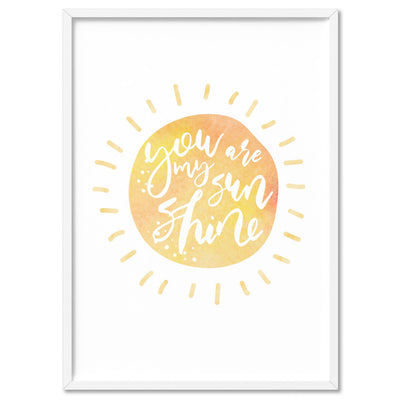 Pastel Bohemian Sun | You are my Sunshine - Art Print, Poster, Stretched Canvas, or Framed Wall Art Print, shown in a white frame