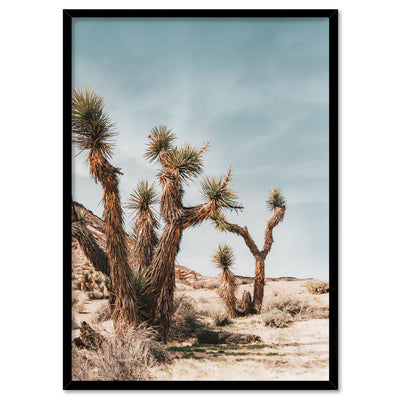 Joshua Trees Desert Landscape I - Art Print, Poster, Stretched Canvas, or Framed Wall Art Print, shown in a black frame