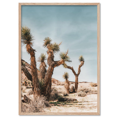Joshua Trees Desert Landscape I - Art Print, Poster, Stretched Canvas, or Framed Wall Art Print, shown in a natural timber frame