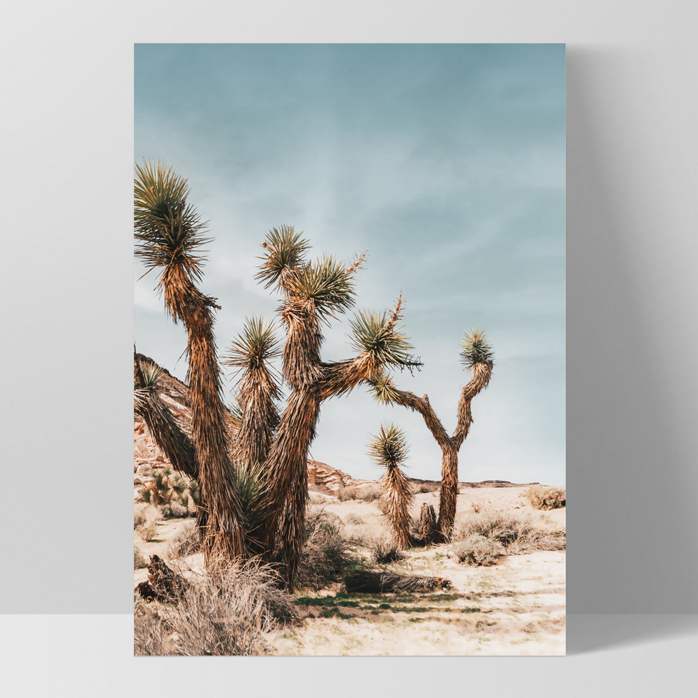 Joshua Trees Desert Landscape I - Art Print, Poster, Stretched Canvas, or Framed Wall Art Print, shown as a stretched canvas or poster without a frame
