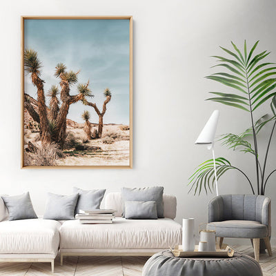 Joshua Trees Desert Landscape I - Art Print, Poster, Stretched Canvas or Framed Wall Art, shown framed in a room