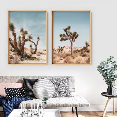 Joshua Trees Desert Landscape I - Art Print, Poster, Stretched Canvas or Framed Wall Art, shown framed in a home interior space