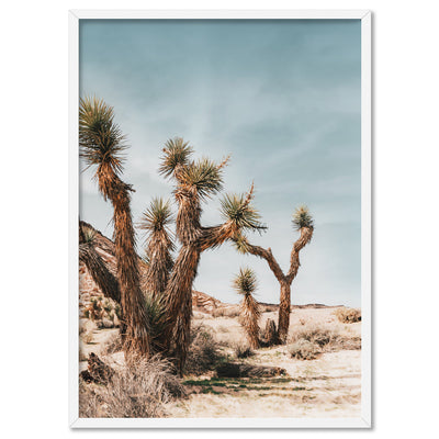 Joshua Trees Desert Landscape I - Art Print, Poster, Stretched Canvas, or Framed Wall Art Print, shown in a white frame