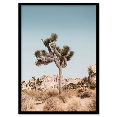 Joshua Tree Desert Landscape II - Art Print, Poster, Stretched Canvas, or Framed Wall Art Print, shown in a black frame