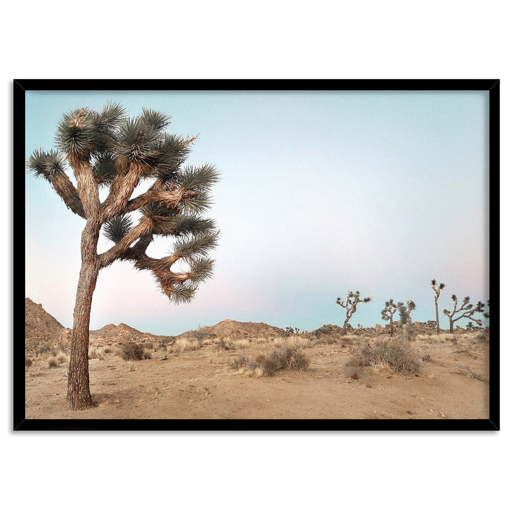 Joshua Tree Desert Landscape III - Art Print, Poster, Stretched Canvas, or Framed Wall Art Print, shown in a black frame
