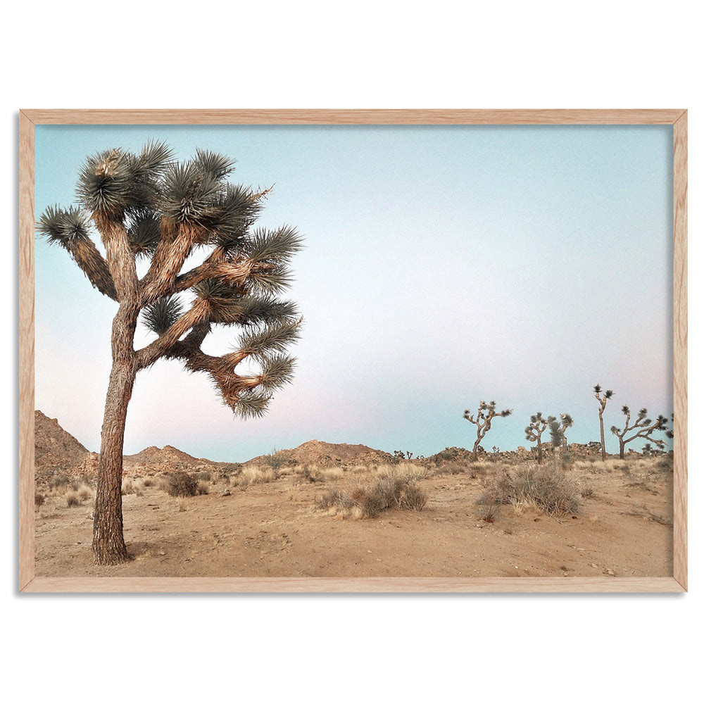Joshua Tree Desert Landscape III - Art Print, Poster, Stretched Canvas, or Framed Wall Art Print, shown in a natural timber frame