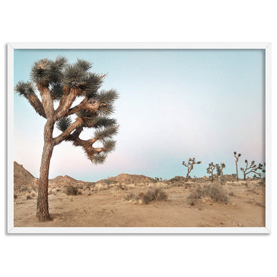Joshua Tree Desert Landscape III - Art Print, Poster, Stretched Canvas, or Framed Wall Art Print, shown in a white frame