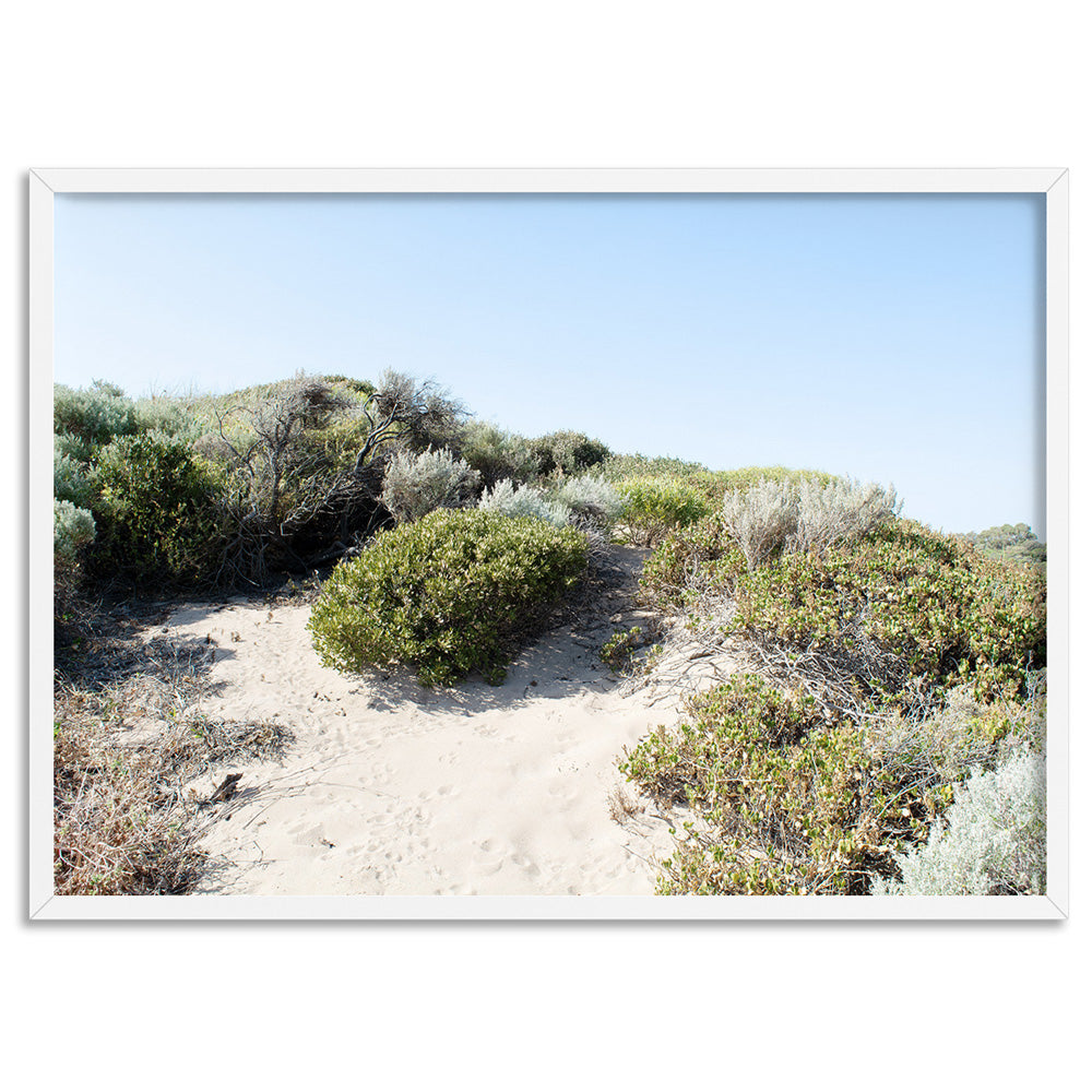 Sand Dune Botanicals Perth I - Art Print, Poster, Stretched Canvas, or Framed Wall Art Print, shown in a white frame