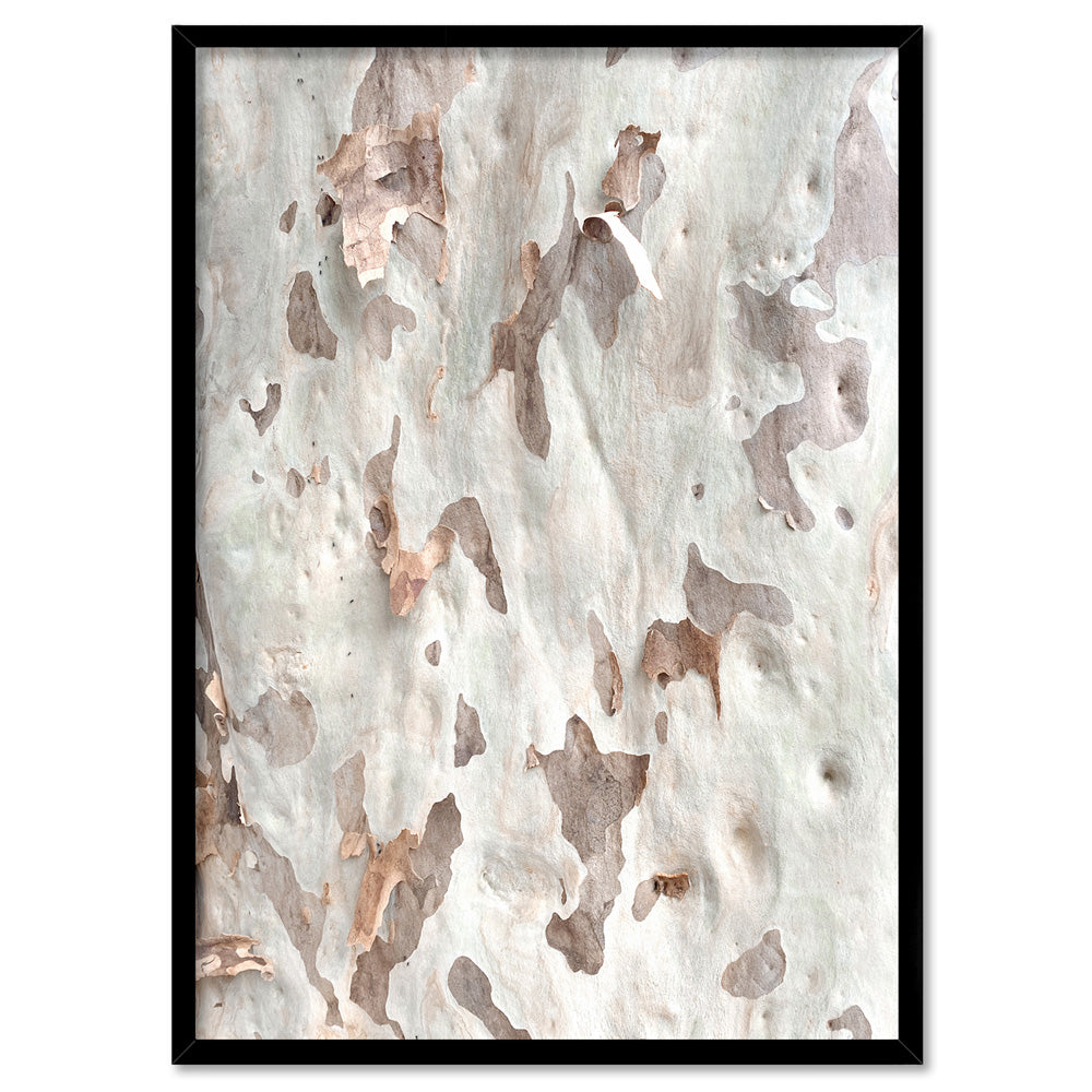 Gumtree | Ghost Gum Bark - Art Print, Poster, Stretched Canvas, or Framed Wall Art Print, shown in a black frame