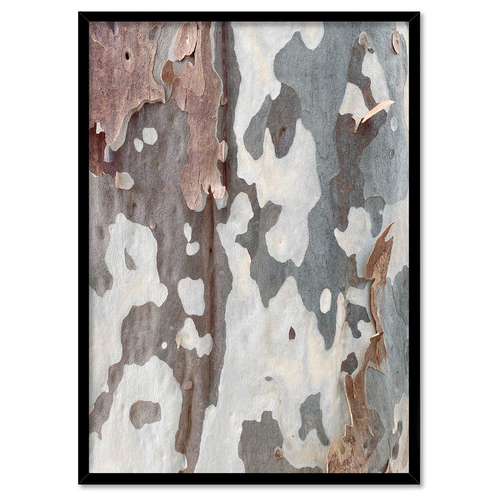 Gumtree | Blue Gum Bark I - Art Print, Poster, Stretched Canvas, or Framed Wall Art Print, shown in a black frame