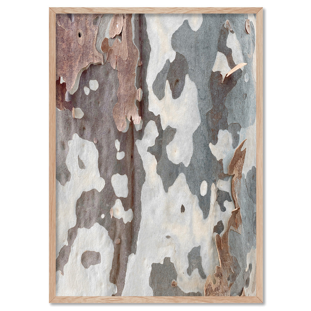 Gumtree | Blue Gum Bark I - Art Print, Poster, Stretched Canvas, or Framed Wall Art Print, shown in a natural timber frame