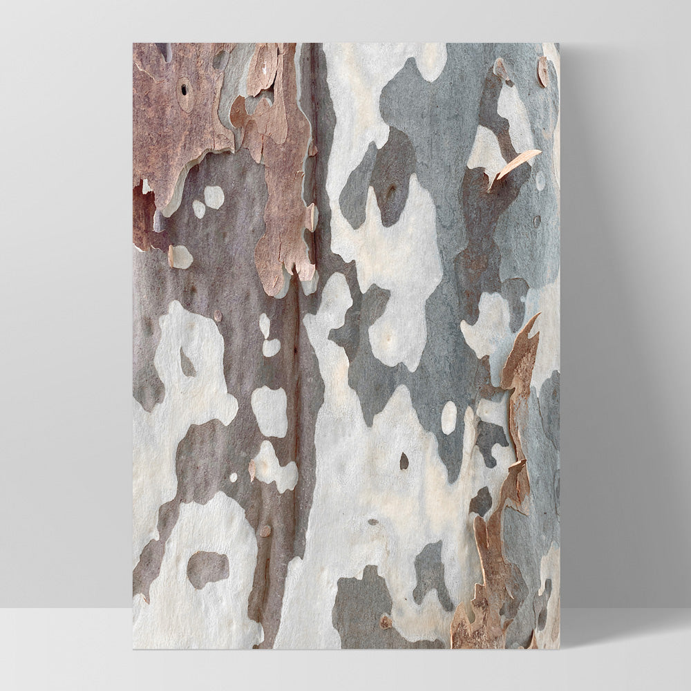 Gumtree | Blue Gum Bark I - Art Print, Poster, Stretched Canvas, or Framed Wall Art Print, shown as a stretched canvas or poster without a frame