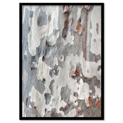 Gumtree | Blue Gum Bark II - Art Print, Poster, Stretched Canvas, or Framed Wall Art Print, shown in a black frame