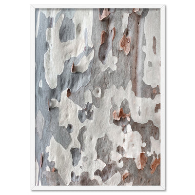 Gumtree | Blue Gum Bark II - Art Print, Poster, Stretched Canvas, or Framed Wall Art Print, shown in a white frame
