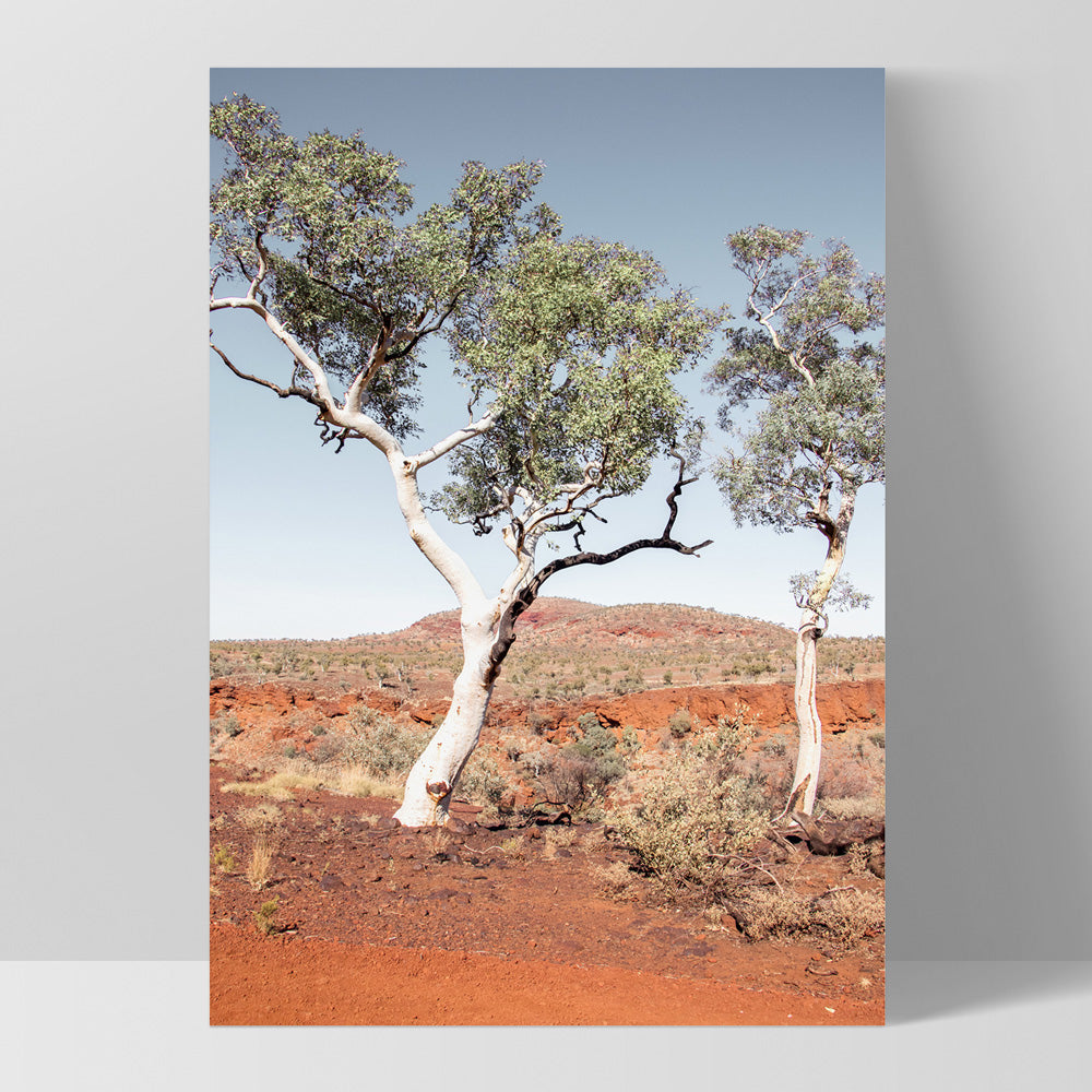 Gumtree Outback View III - Art Print, Poster, Stretched Canvas, or Framed Wall Art Print, shown as a stretched canvas or poster without a frame
