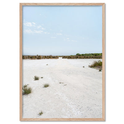 Salt Flats Landscape II - Art Print, Poster, Stretched Canvas, or Framed Wall Art Print, shown in a natural timber frame
