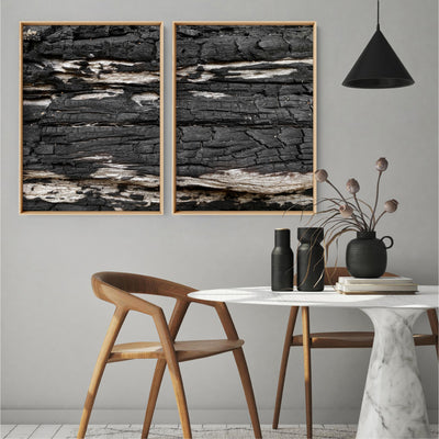 Gumtree | Charred Eucalypt V - Art Print, Poster, Stretched Canvas or Framed Wall Art, shown framed in a home interior space