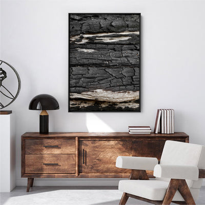 Gumtree | Charred Eucalypt VI - Art Print, Poster, Stretched Canvas or Framed Wall Art Prints, shown framed in a room