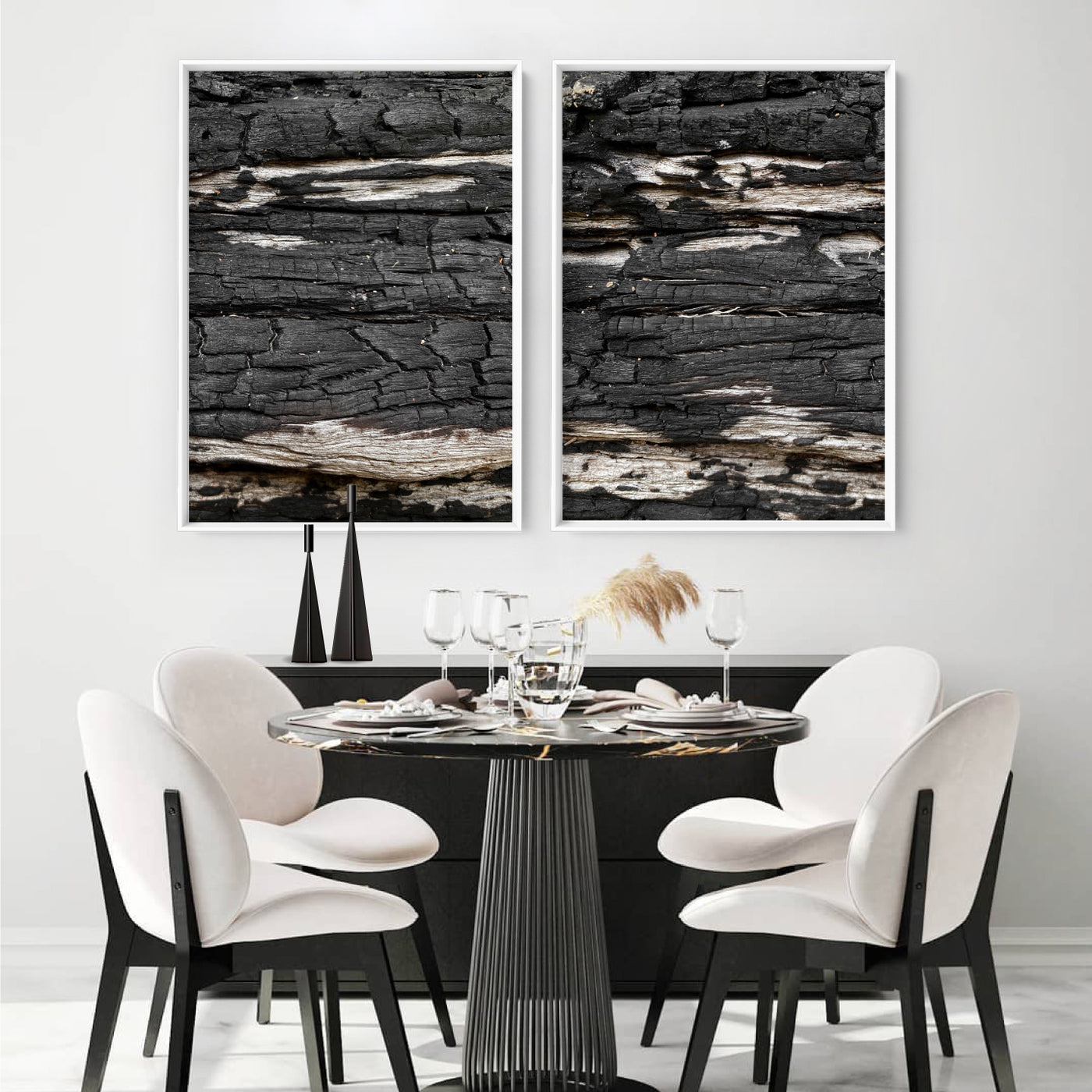 Gumtree | Charred Eucalypt VI - Art Print, Poster, Stretched Canvas or Framed Wall Art, shown framed in a home interior space