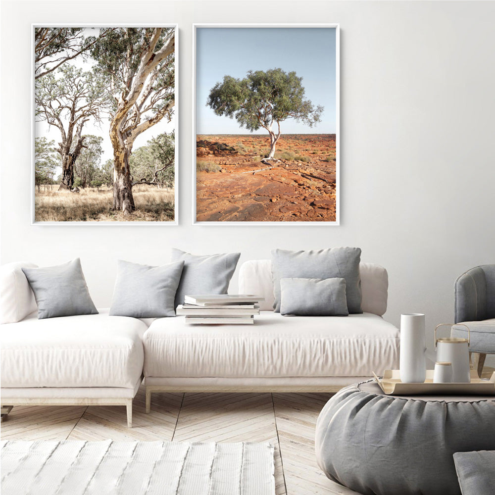 Among the Gumtrees III - Art Print, Poster, Stretched Canvas or Framed Wall Art, shown framed in a home interior space