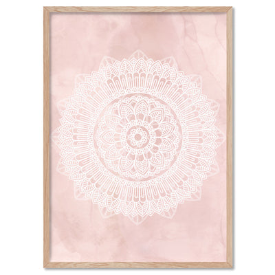 Mandala in Blush - Art Print, Poster, Stretched Canvas, or Framed Wall Art Print, shown in a natural timber frame