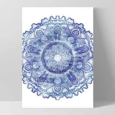 Mandala in Distressed Nautical Watercolours - Art Print, Poster, Stretched Canvas, or Framed Wall Art Print, shown as a stretched canvas or poster without a frame
