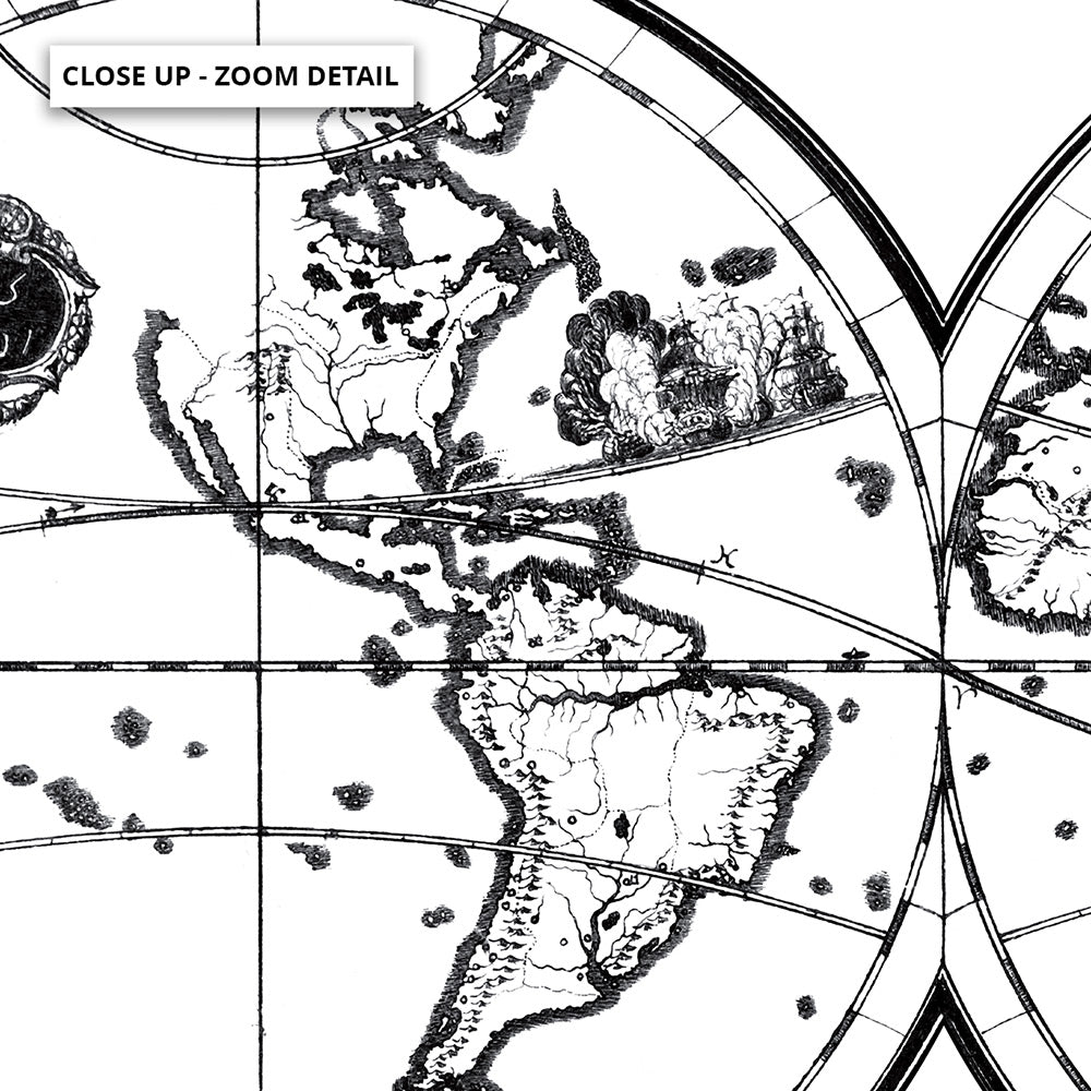 Prober Map Map of the World Wall Print. Double Hemisphere Minimal Art – Print and ...