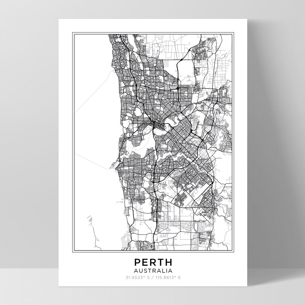 Perth Map Abstract Perth Map Art Print. Custom Street Map Poster – Print and Proper®