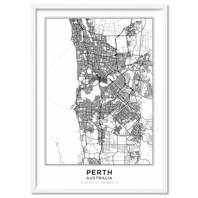 City Map | PERTH - Art Print, Poster, Stretched Canvas, or Framed Wall Art Print, shown in a white frame