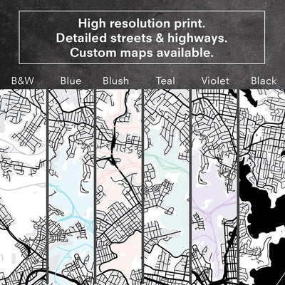 City Map | HOBART - Art Print, Poster, Stretched Canvas or Framed Wall Art, Close up View of Print Resolution