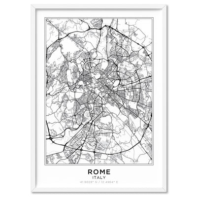 City Map | ROME - Art Print, Poster, Stretched Canvas, or Framed Wall Art Print, shown in a white frame