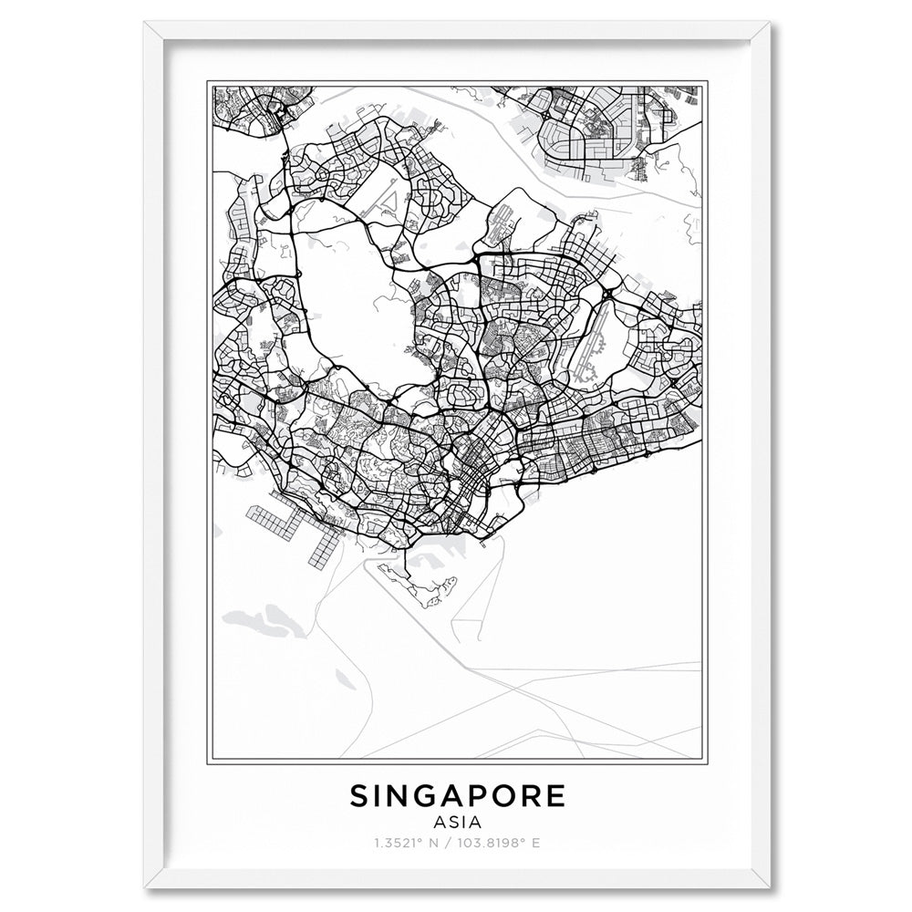 Singapore City Map Print. Minimal Street Map Art Poster. – Print and ...