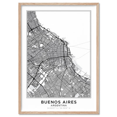 City Map | BUENOS AIRES - Art Print, Poster, Stretched Canvas, or Framed Wall Art Print, shown in a natural timber frame