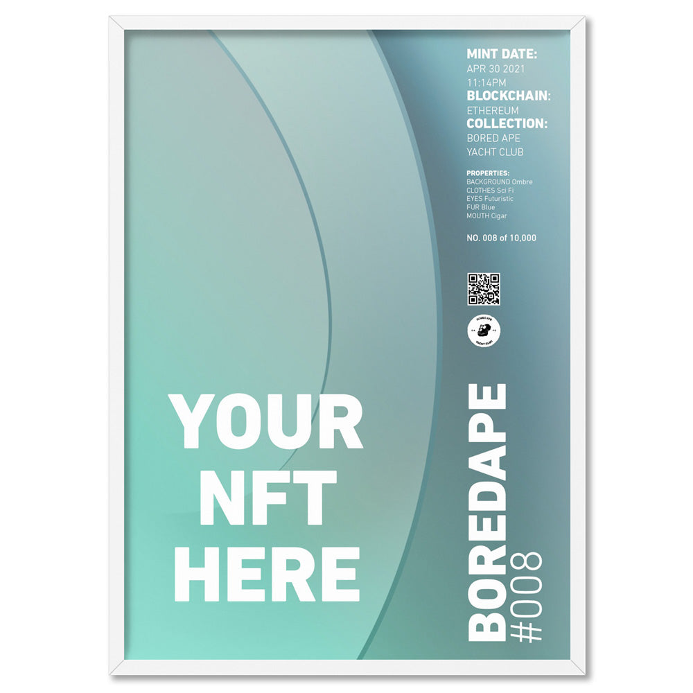 Your NFT | Bold & Detail Style  - Art Print, Poster, Stretched Canvas, or Framed Wall Art Print, shown in a white frame