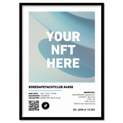 Your NFT | White Border & Detail Style - Art Print, Poster, Stretched Canvas, or Framed Wall Art Print, shown in a black frame