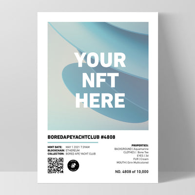 Your NFT | White Border & Detail Style - Art Print, Poster, Stretched Canvas, or Framed Wall Art Print, shown as a stretched canvas or poster without a frame