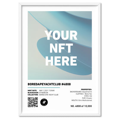Your NFT | White Border & Detail Style - Art Print, Poster, Stretched Canvas, or Framed Wall Art Print, shown in a white frame