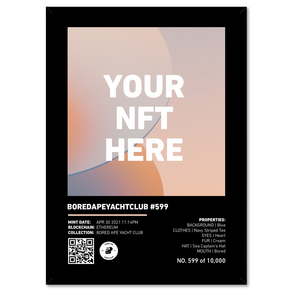 Your NFT | Black Border & Detail Style - Art Print, Poster, Stretched Canvas, or Framed Wall Art Print, shown in a black frame