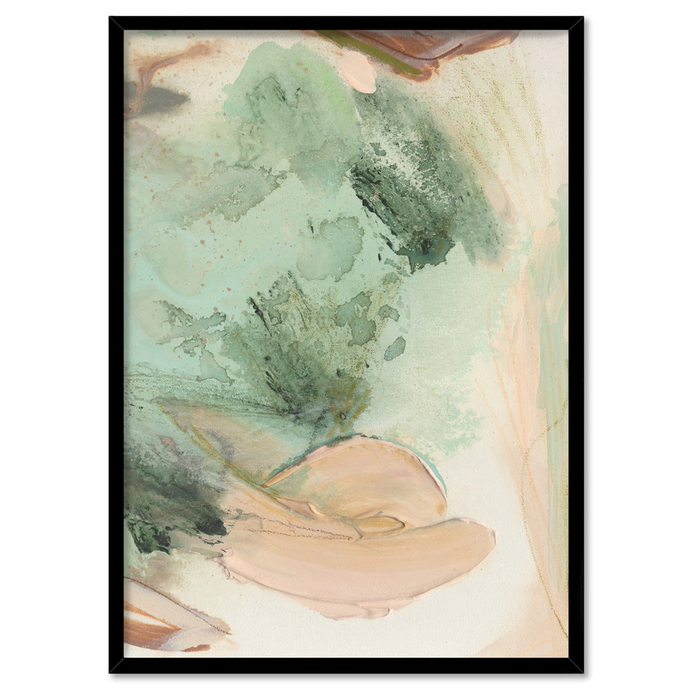 Rosa Verde III - Art Print, Poster, Stretched Canvas, or Framed Wall Art Print, shown in a black frame