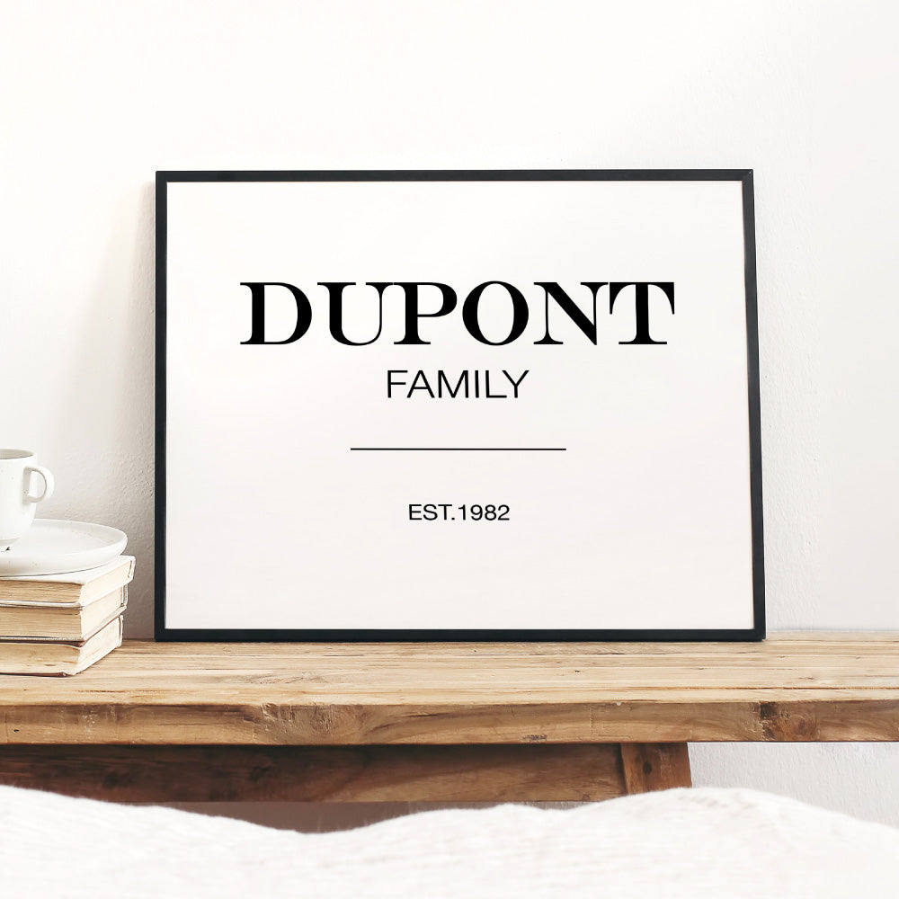 Custom Personalised Family in Marfa Style - Art Print, Poster, Stretched Canvas or Framed Wall Art, shown framed in a home interior space